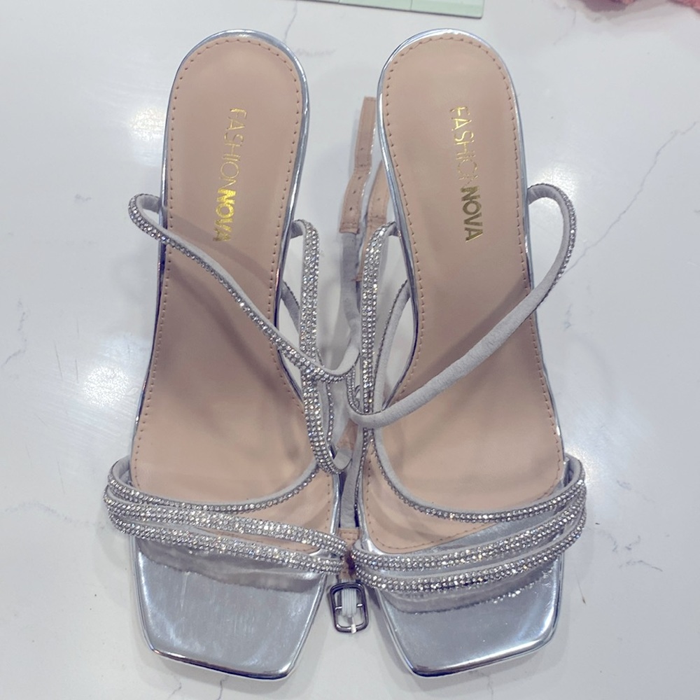 Silver Diamond Fashion Nova Heels